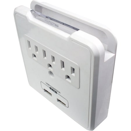 Quest Technology International Outlet Tap, Surge, USB, 3 Outlet(s) EPD-0923